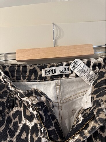 34 Beden kahverengi Renk Leopar jean