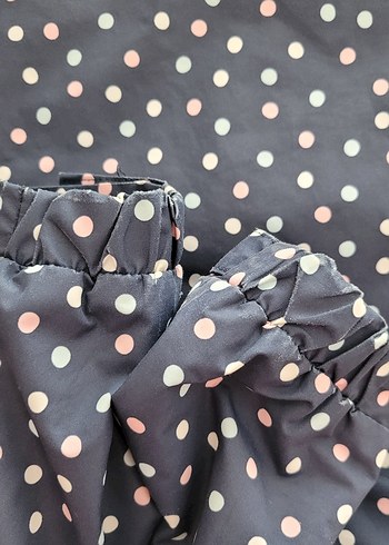 Kız Çocuk Lacivert Desenli Düğmeli Yağmurluk - Görsel 6