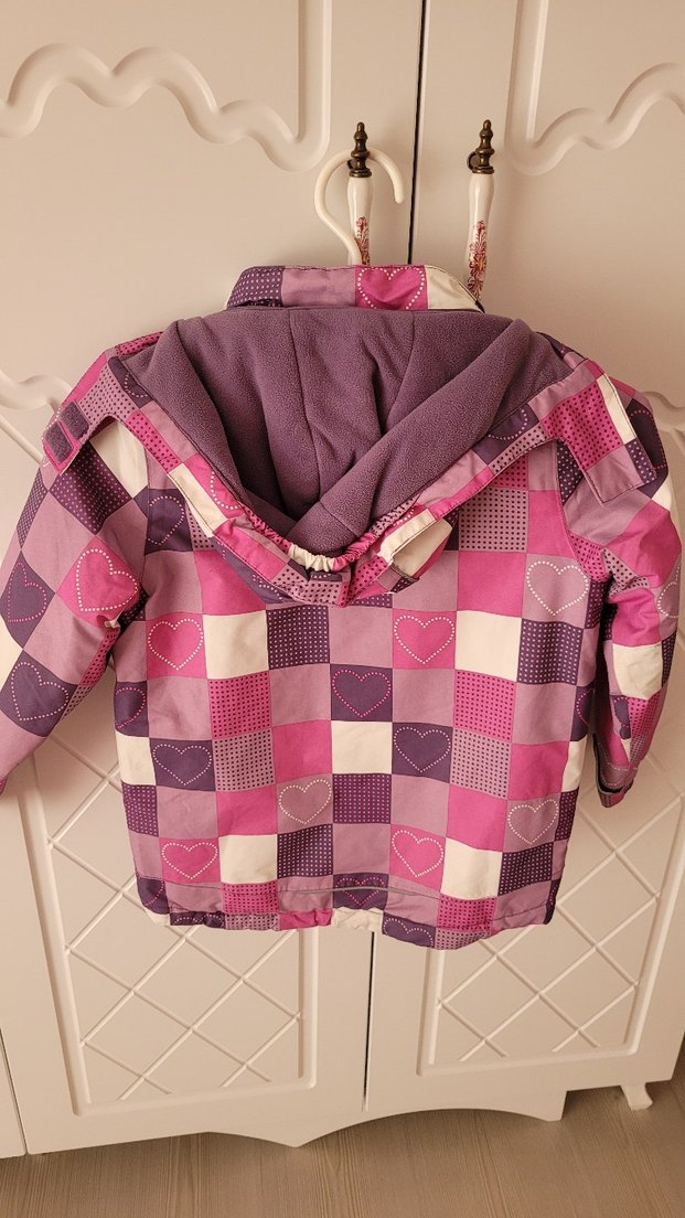 Kız Çocuk Pembe Kareli Fermuarlı Mont - Görsel 2