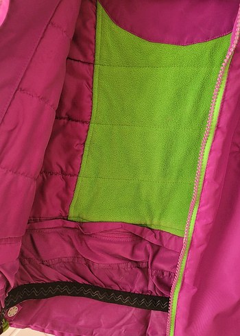 Mor Kapüşonlu Fermuarlı Kız Montu - Görsel 3