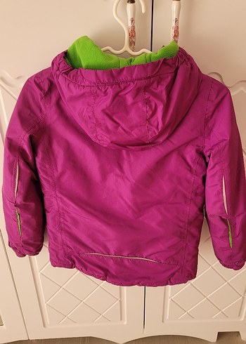 Mor Kapüşonlu Fermuarlı Kız Montu - Görsel 2