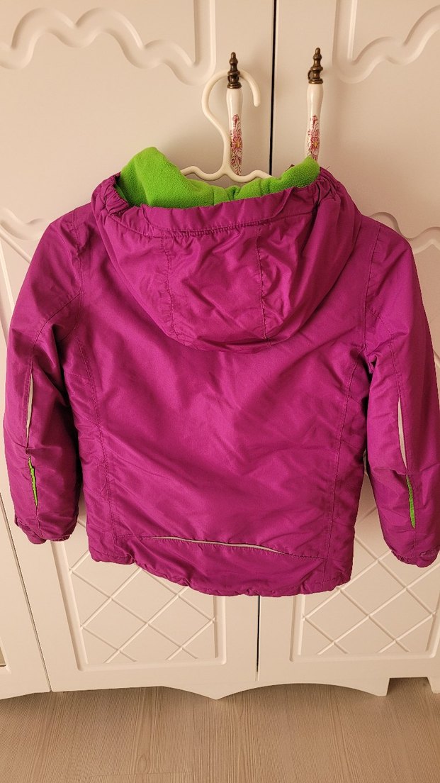 Mor Kapüşonlu Fermuarlı Kız Montu - Görsel 2