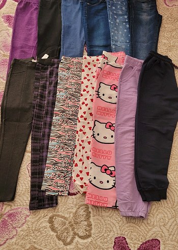 Düğmeli Baskılı kız çocuk tayt - Görsel 5