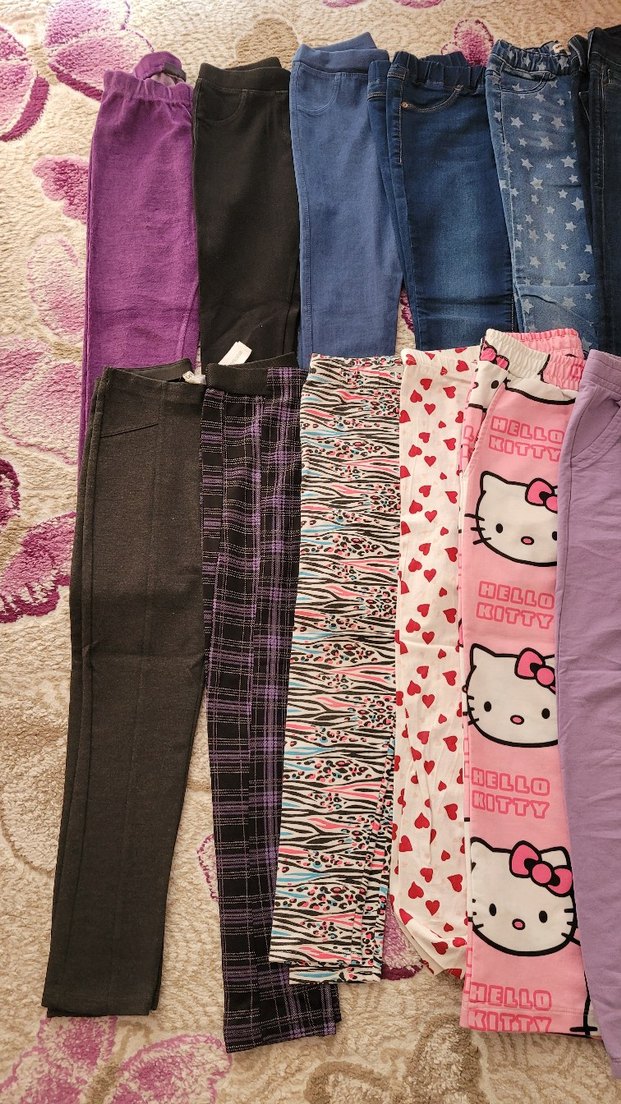 Düğmeli Baskılı kız çocuk tayt - Görsel 3