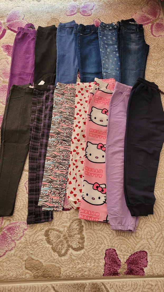 Düğmeli Baskılı kız çocuk tayt - Görsel 5