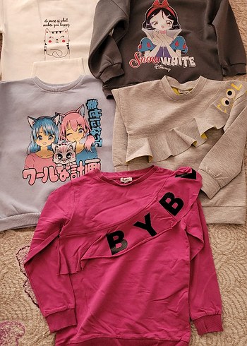 Pamuklu Uzun Kollu Baskılı Kız Sweatshirt - Görsel 4