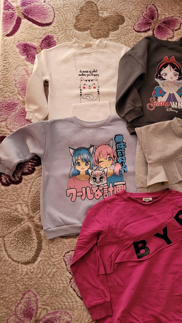 Pamuklu Uzun Kollu Baskılı Kız Sweatshirt - Görsel 3