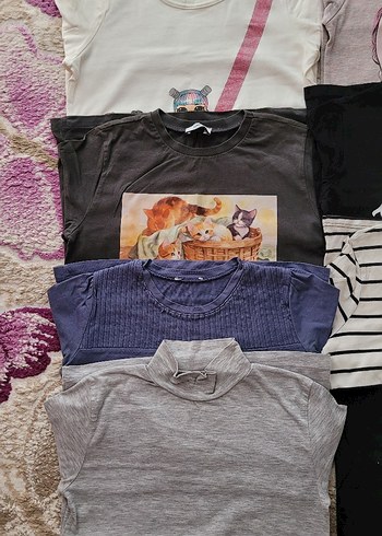 Kız Çocuk Gri Kısa Kollu Pamuk Tişört - Görsel 2