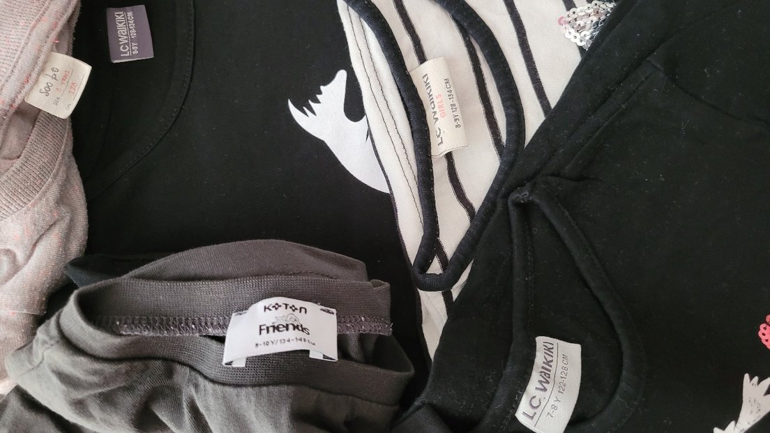 Kız Çocuk Gri Kısa Kollu Pamuk Tişört - Görsel 4