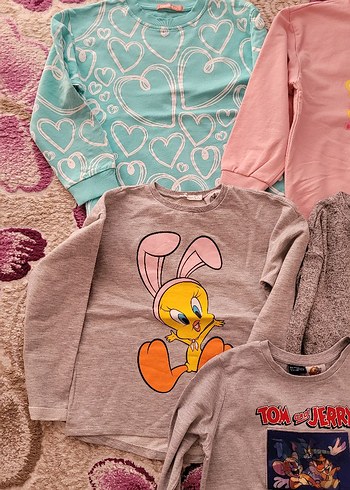 Gri Pamuklu Kız Çocuk Tişörtü, Kısa Kollu, Baskılı - Görsel 4