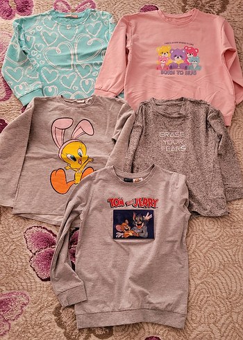 Gri Pamuklu Kız Çocuk Tişörtü, Kısa Kollu, Baskılı - Görsel 3