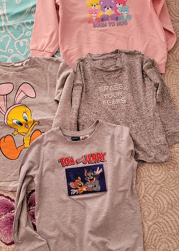 Gri Pamuklu Kız Çocuk Tişörtü, Kısa Kollu, Baskılı - Görsel 5