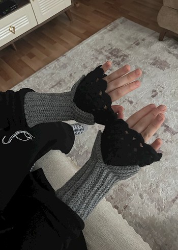 Gri Örgü Kadın Eldiven - Görsel 4