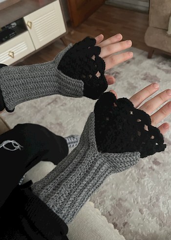 Gri Örgü Kadın Eldiven - Görsel 2