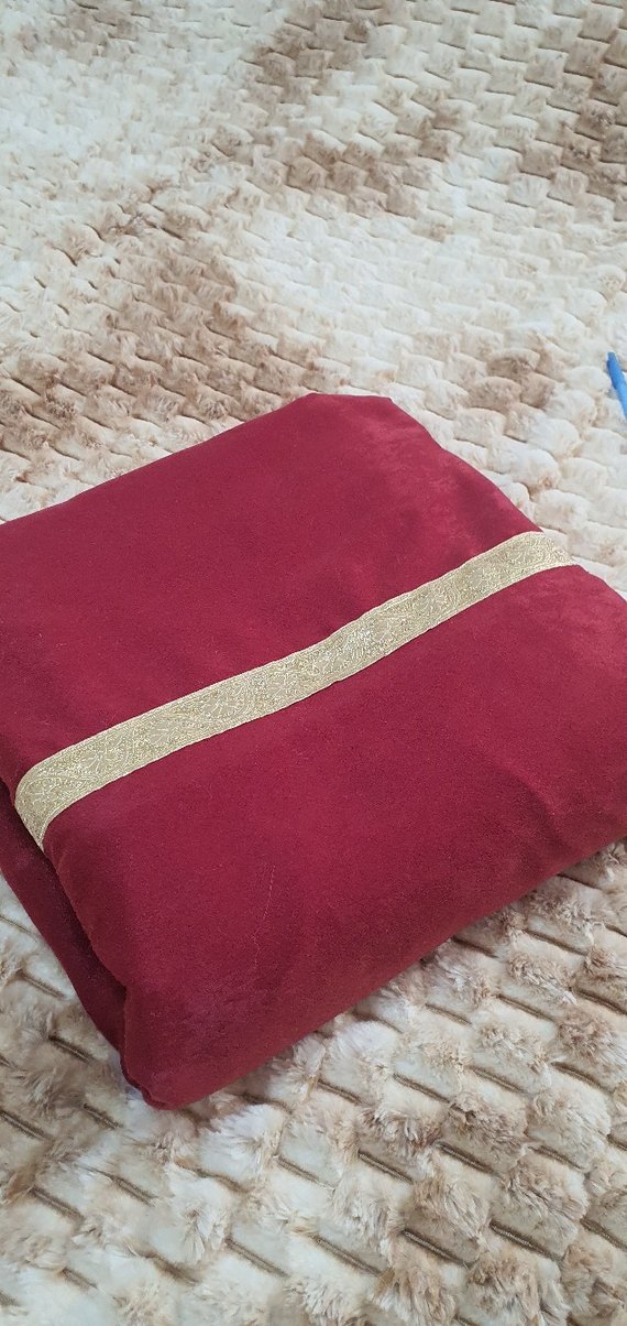 bordo Nakışlı Parlak Yatak Örtüsü - Görsel 5