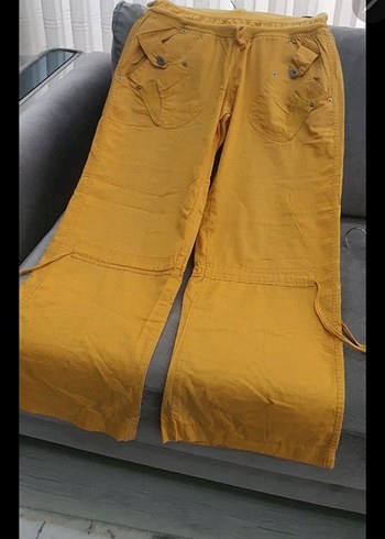 hardal Sarı Rahat Kesim Kargo Pantolon - Görsel 4