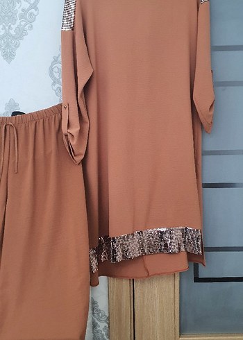 Kahverengi Kadın Takım pantolon tunik takım - Görsel 5