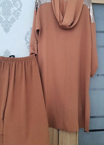 Kahverengi Kadın Takım pantolon tunik takım - Görsel 7