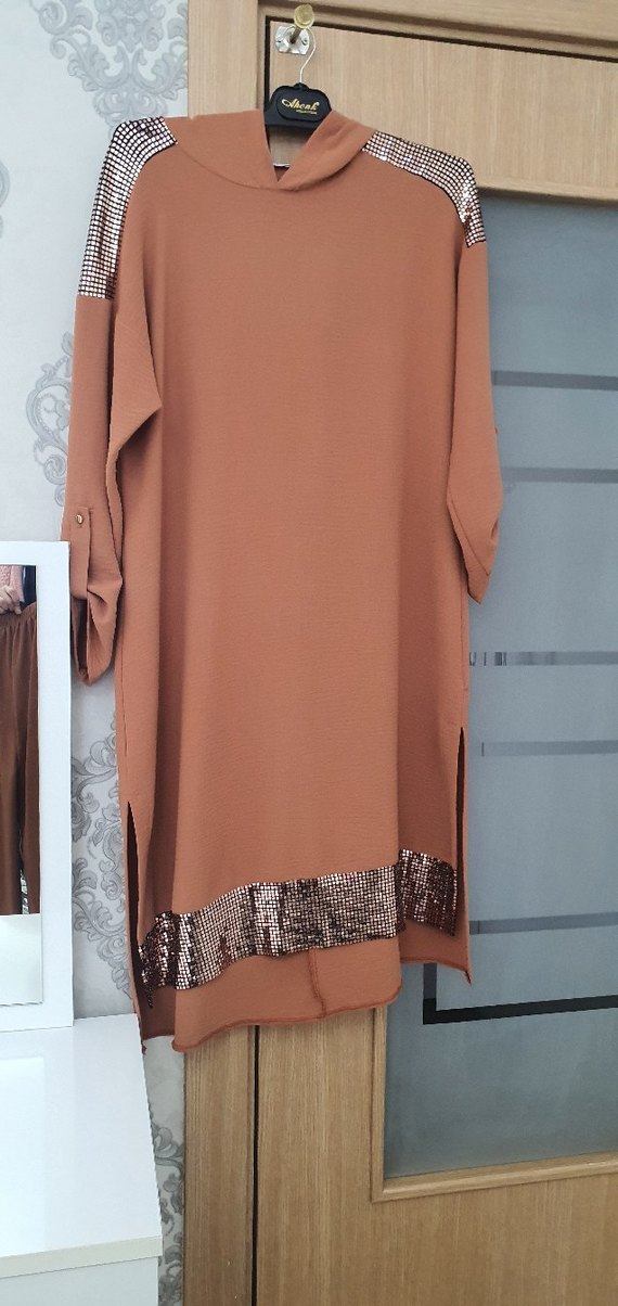 Kahverengi Kadın Takım pantolon tunik takım - Görsel 4