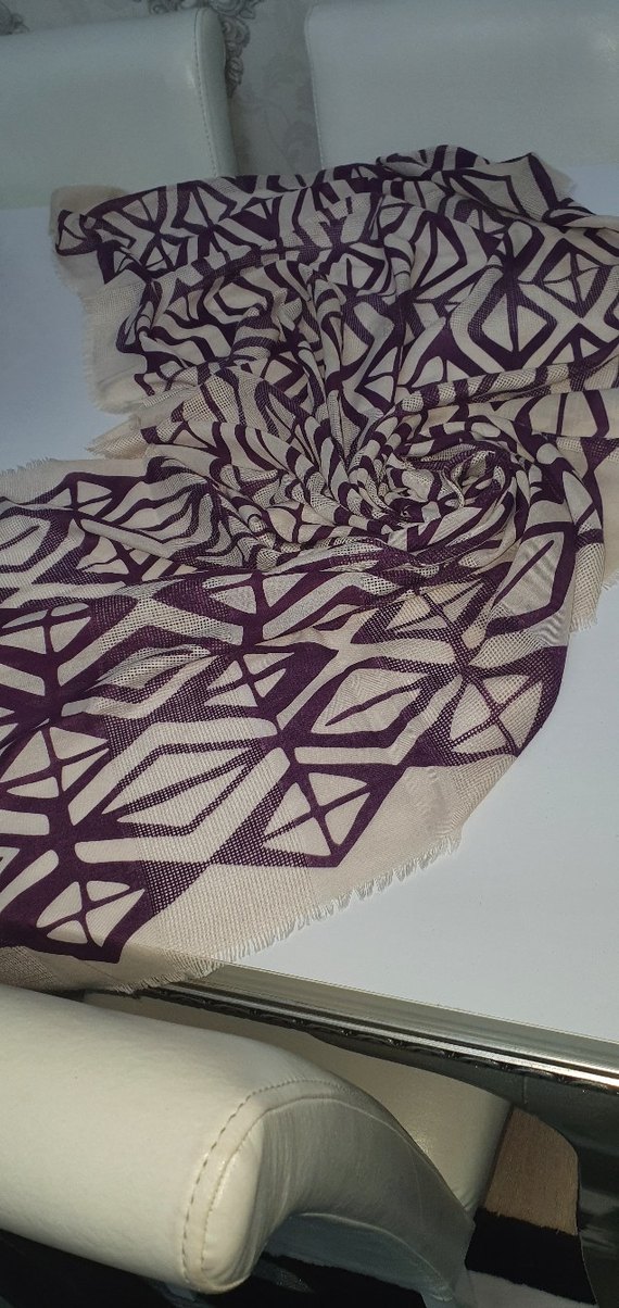 Mor ve krem Bohem Tarzı Kadın Şal pareo - Görsel 2