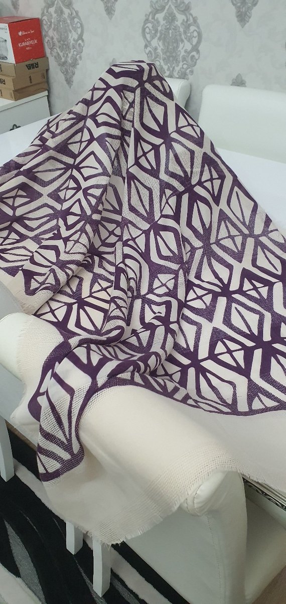 Mor ve krem Bohem Tarzı Kadın Şal pareo - Görsel 3