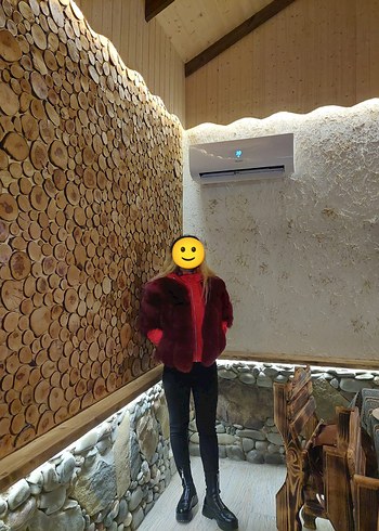 Bordo Kürklü Kadın Midi Kaban