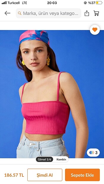 Koton pembe askılı crop