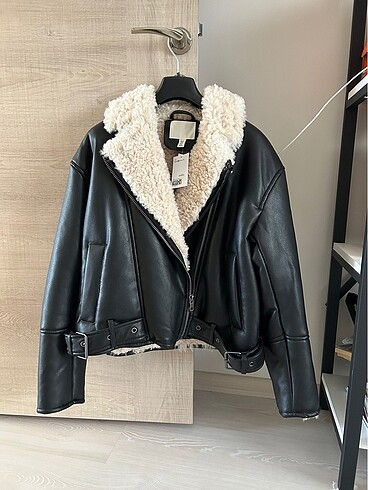 H&M Deri Biker Ceket etiketli