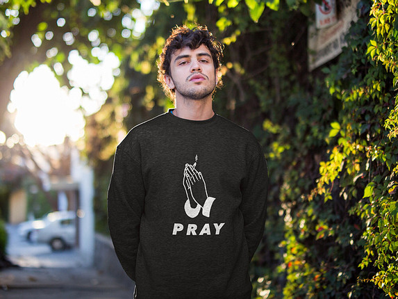 Siyah PRAY & Siyah GANGSTER Sweatshirt