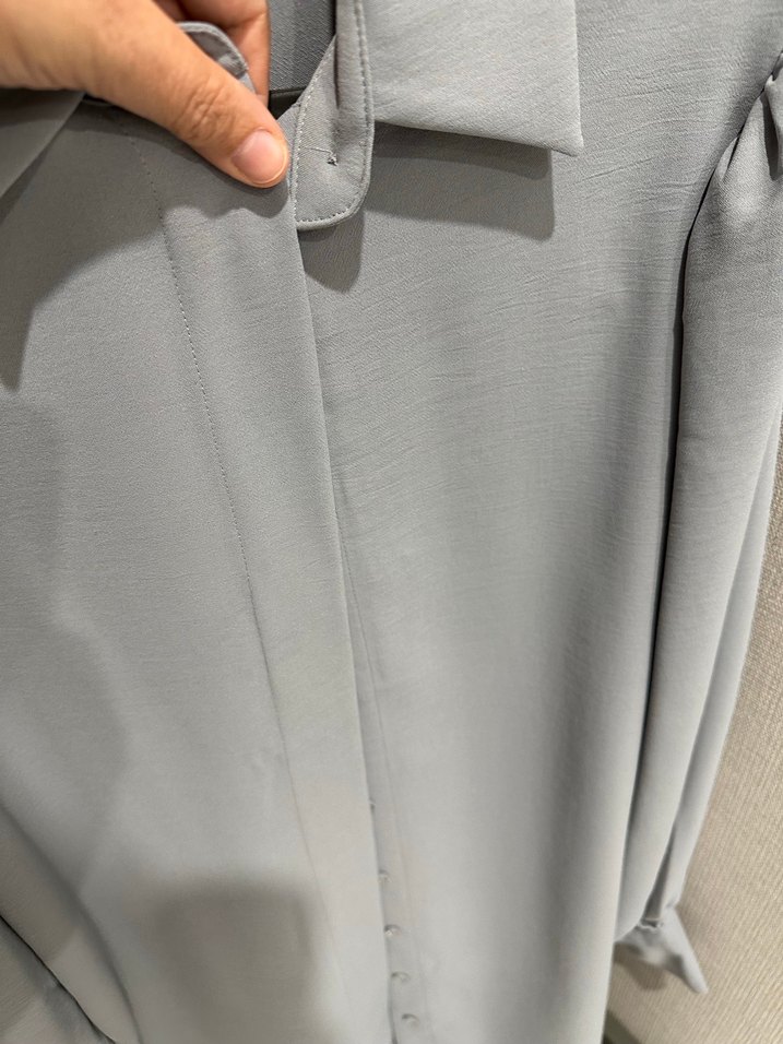 Gri Düğmeli Uzun Kollu Kadın Gömlek - Görsel 5