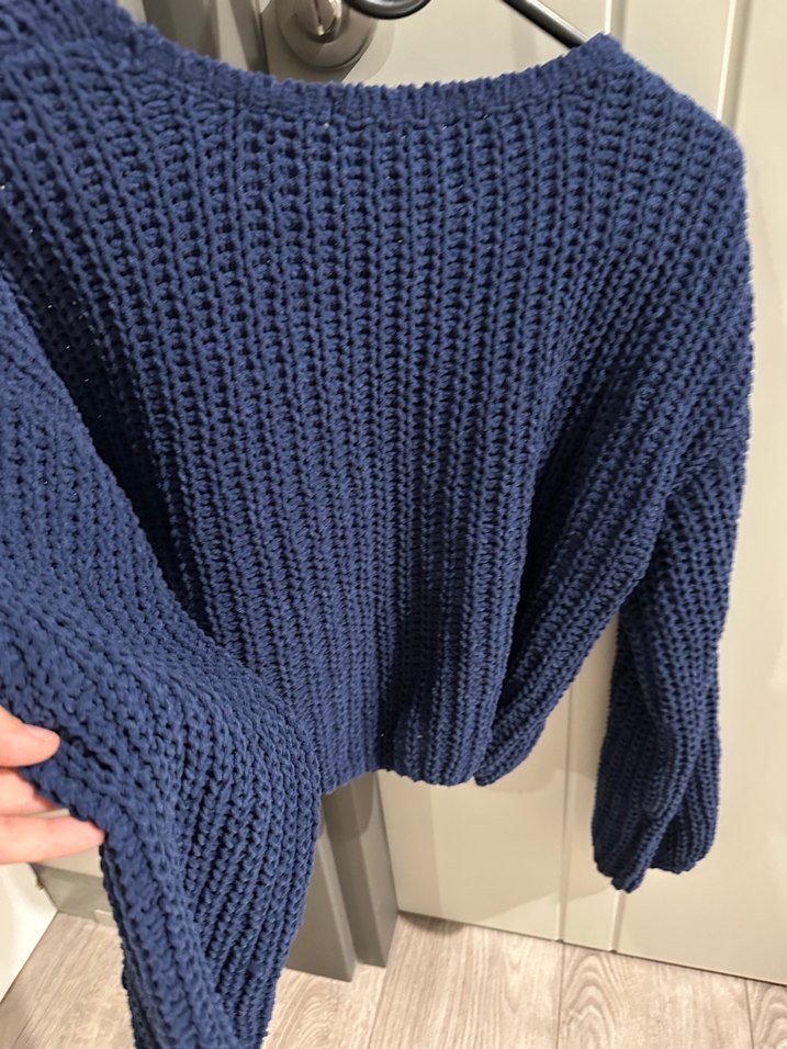 Çocuk Lacivert Örgü Uzun Kollu Kazak - Görsel 4