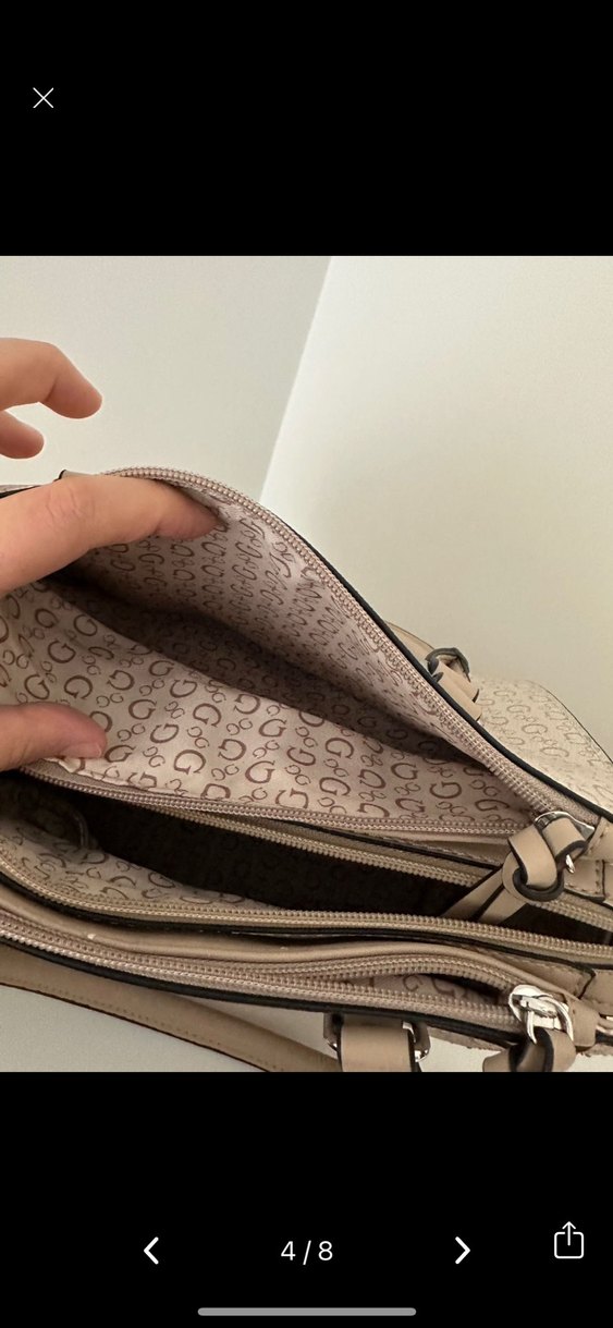 Desenli Guess Bej Deri Kadın Omuz Çantası - Görsel 4