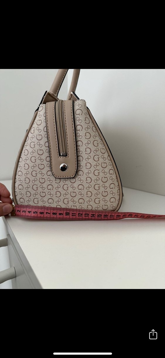 Desenli Guess Bej Deri Kadın Omuz Çantası - Görsel 5