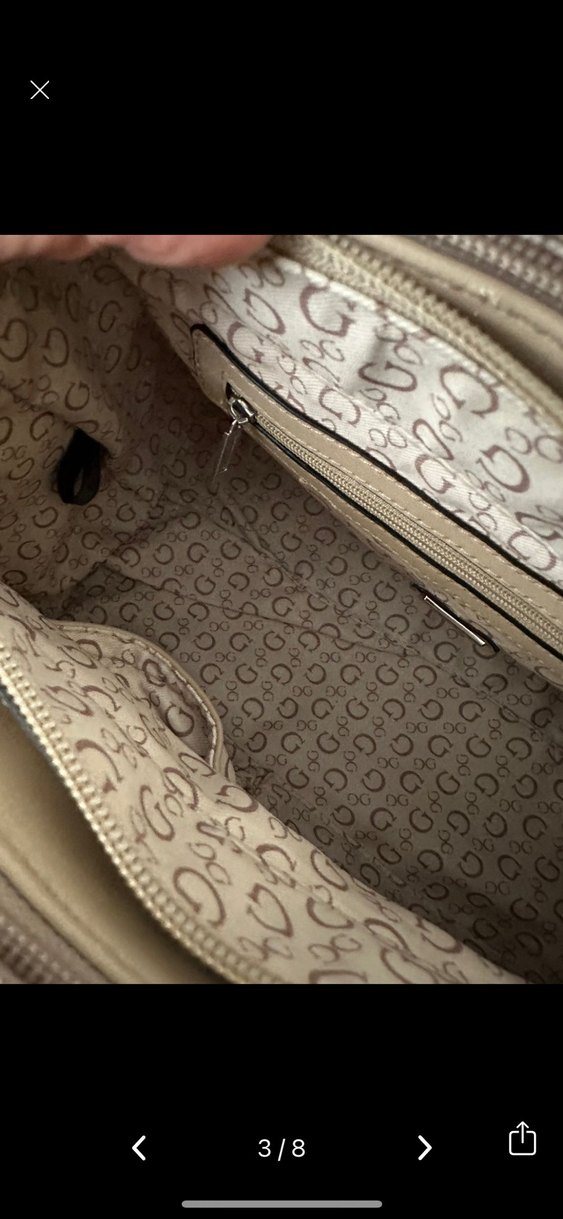 Desenli Guess Bej Deri Kadın Omuz Çantası - Görsel 3