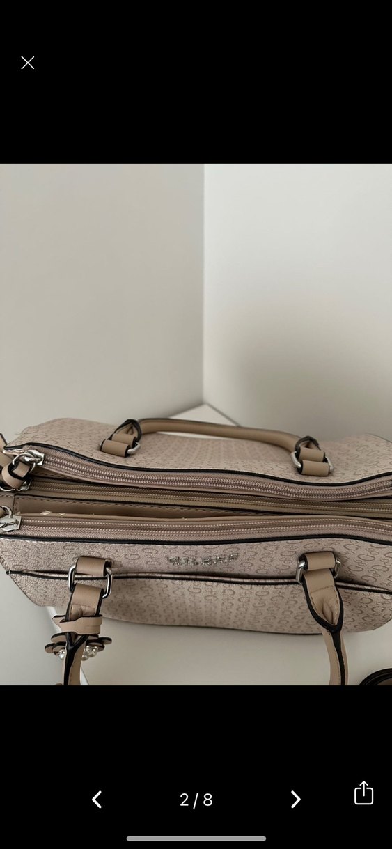 Desenli Guess Bej Deri Kadın Omuz Çantası - Görsel 2