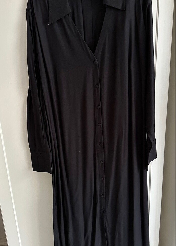 H&M Siyah Uzun Gömlek Elbise - Görsel 2