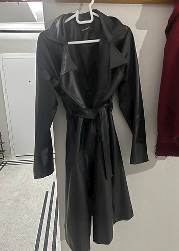 Siyah Deri Uzun Kadın Kaban - Görsel 2