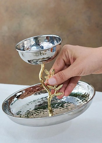 Altın Renkli Çağdaş Desenli Tabak - Görsel 2