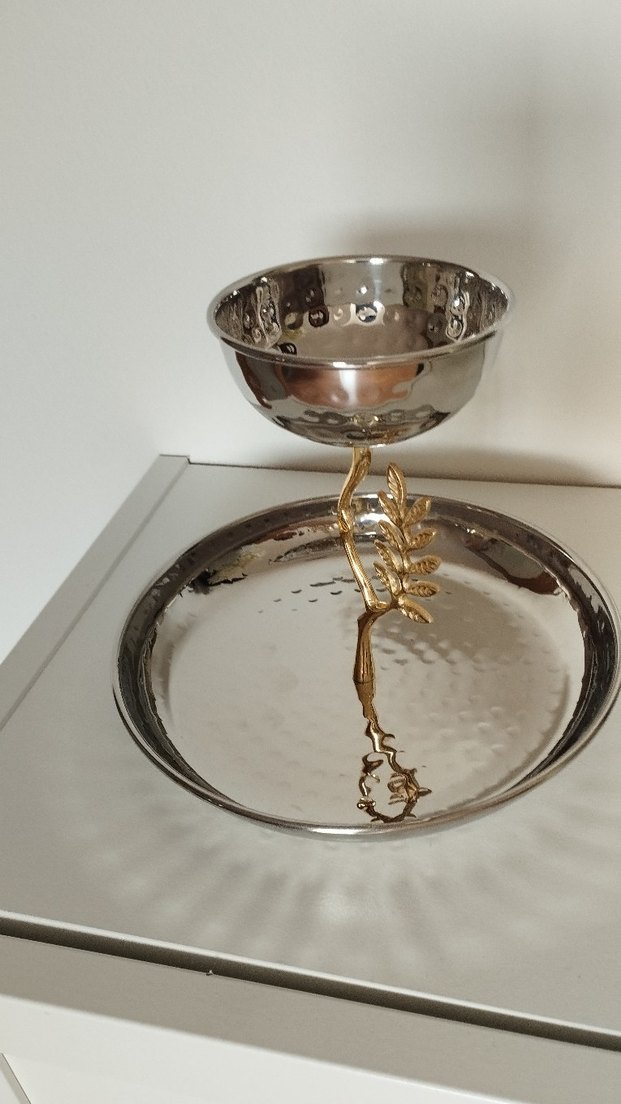 Altın Renkli Çağdaş Desenli Tabak - Görsel 4