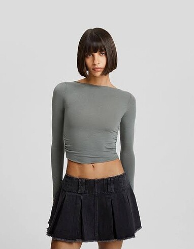 bershka soluk efektli şort etek