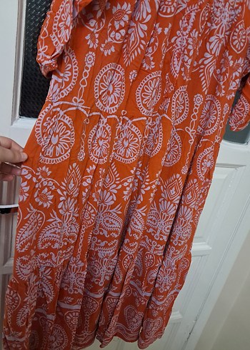 Bohem Uzun Bağcıklı V Yaka Elbise 2 bdn - Görsel 3