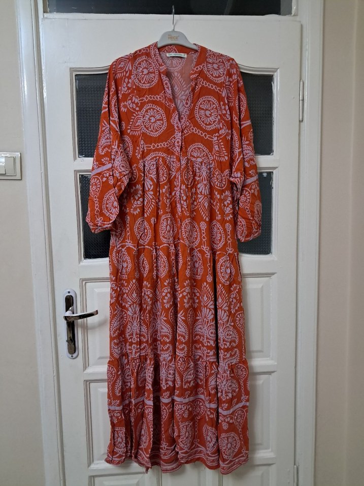 Bohem Uzun Bağcıklı V Yaka Elbise 2 bdn - Görsel 2