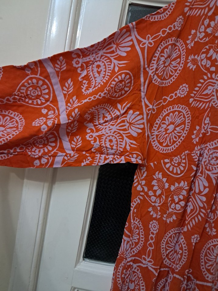 Bohem Uzun Bağcıklı V Yaka Elbise 2 bdn - Görsel 4