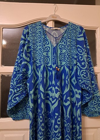 Bohem V Yaka Uzun Mavi Elbise 2 beden - Görsel 4