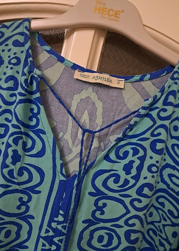 Bohem V Yaka Uzun Mavi Elbise 2 beden - Görsel 7