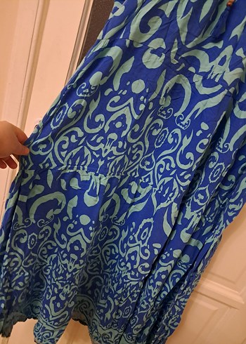 Bohem V Yaka Uzun Mavi Elbise 2 beden - Görsel 3