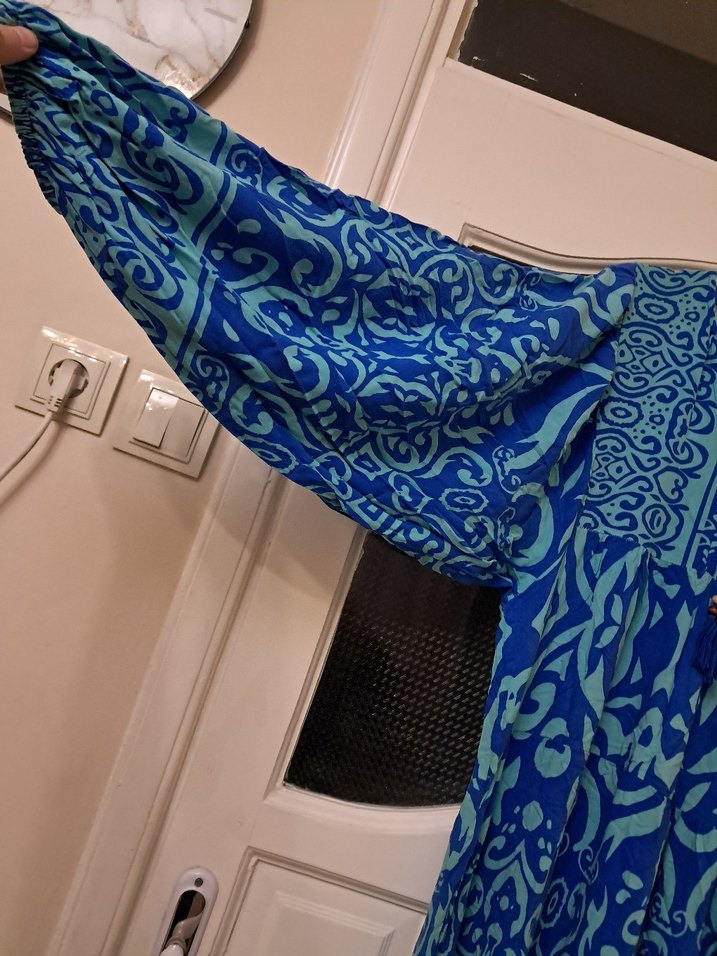 Bohem V Yaka Uzun Mavi Elbise 2 beden - Görsel 5