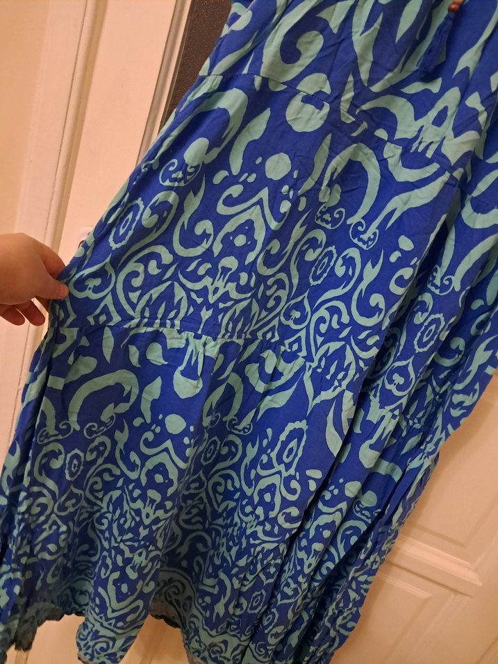 Bohem V Yaka Uzun Mavi Elbise 2 beden - Görsel 3