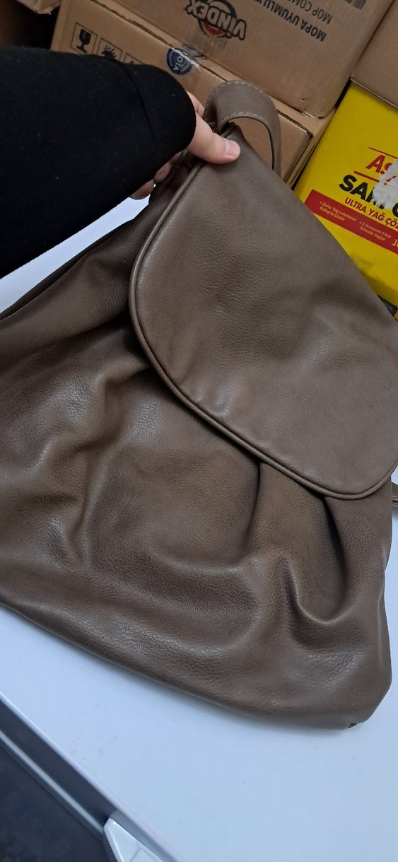 Kahverengi Deri Kadın Çanta - Görsel 5