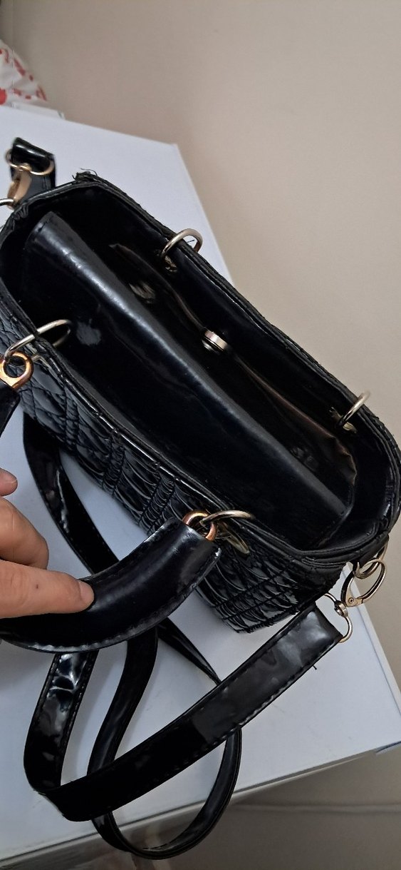 Klasik Siyah Deri Kadın Çanta - Görsel 4